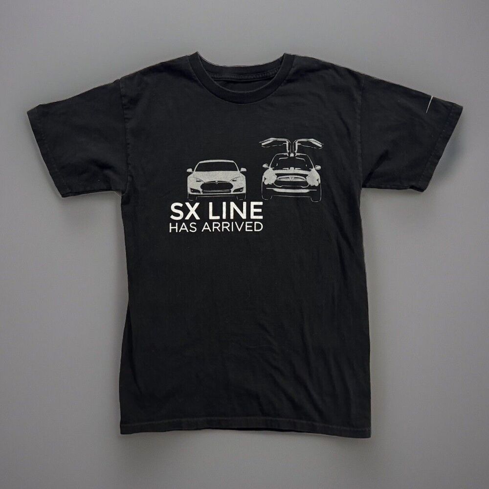 TESLA Promo T-Shirt Sz Small SX Line Has Arrived Black 2 Sided Back Graphic Rare